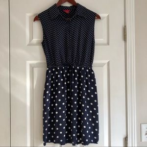 Merona Navy Blue Polka Dot Dress. size M